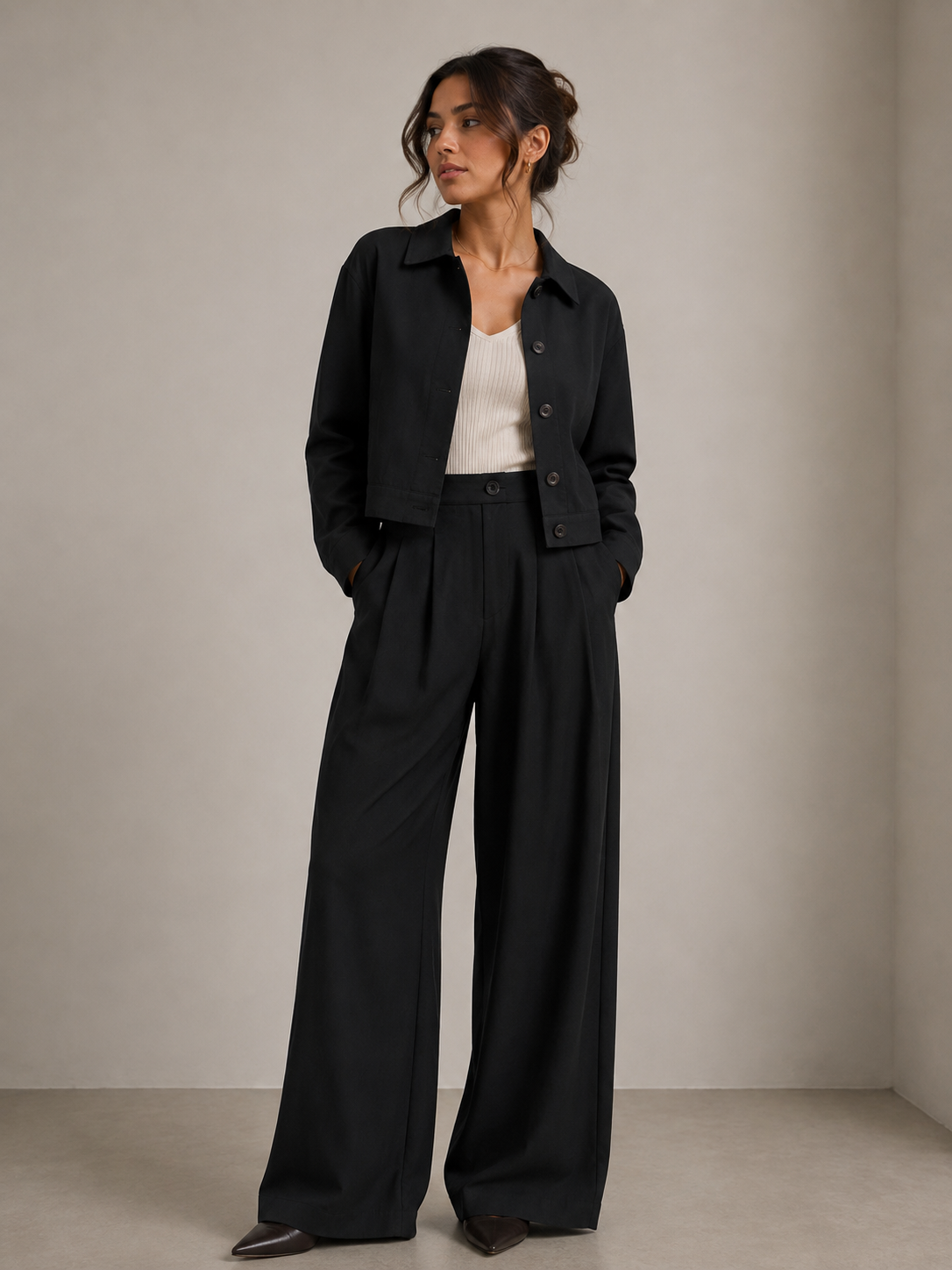 FUERTE Relaxed Lapel Two-Piece Set