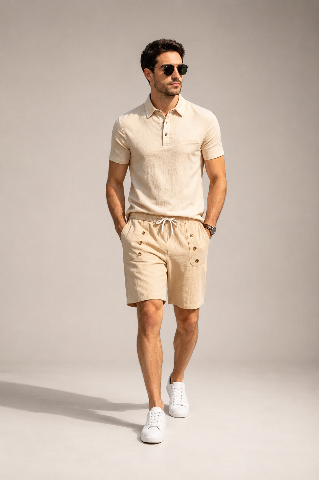 FUERTE Men’s Linen Polo & Shorts Set
