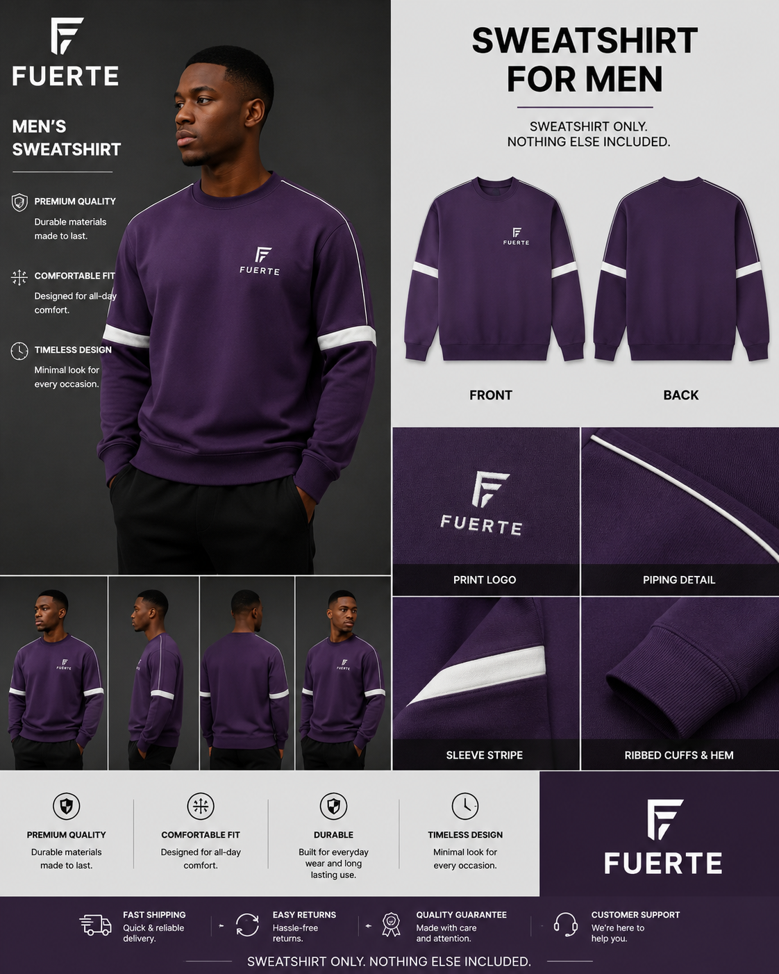 Oversized Crewneck Taped Sweatshirt