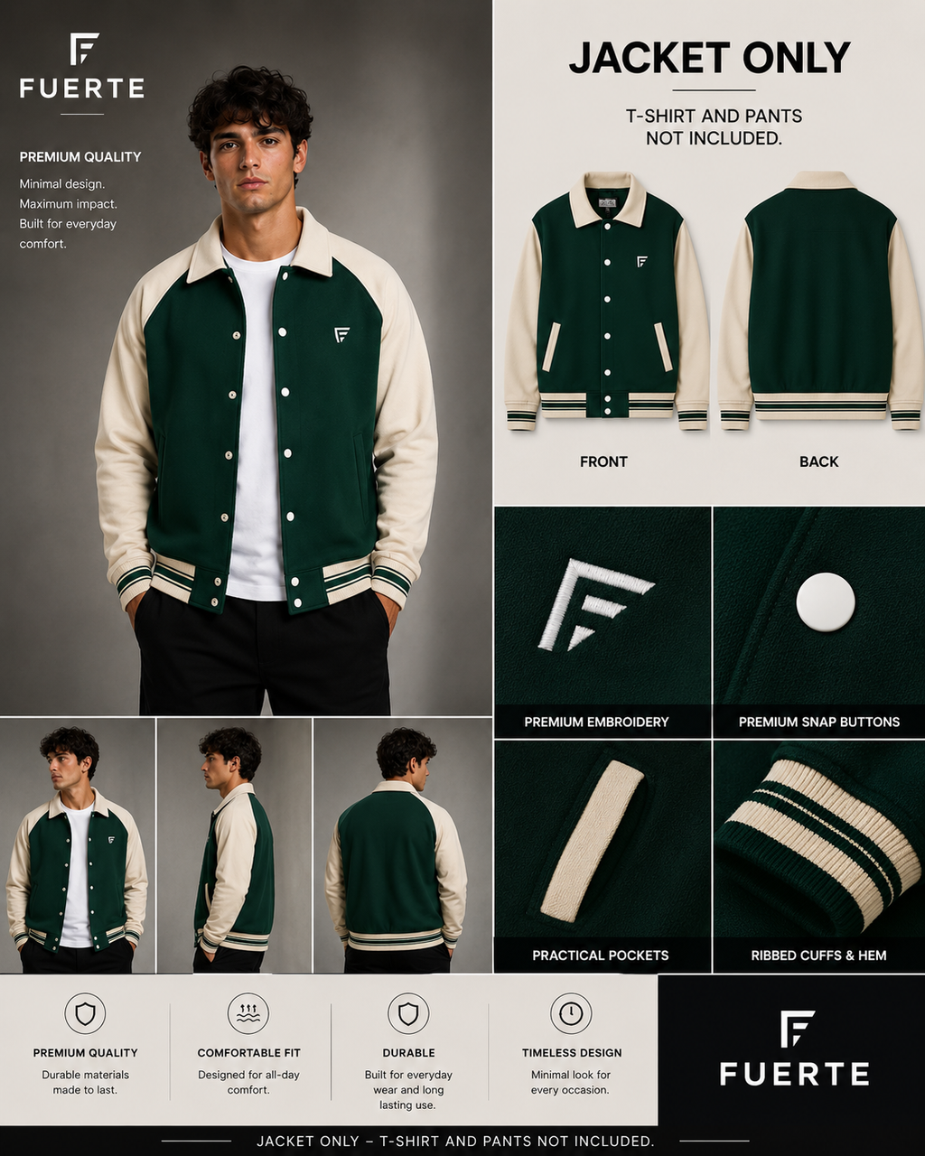 Contrast Raglan Sleeve Baseball Jacket