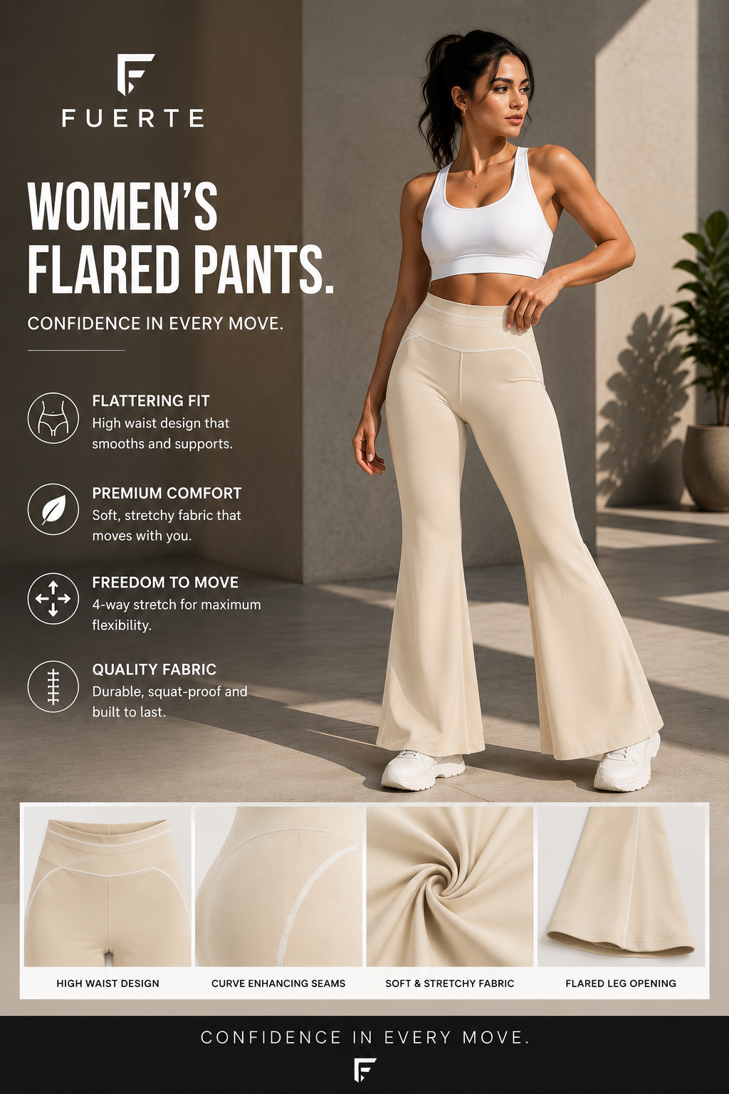 FUERTE Women’s High-Rise Flared Yoga Pants – Activewear