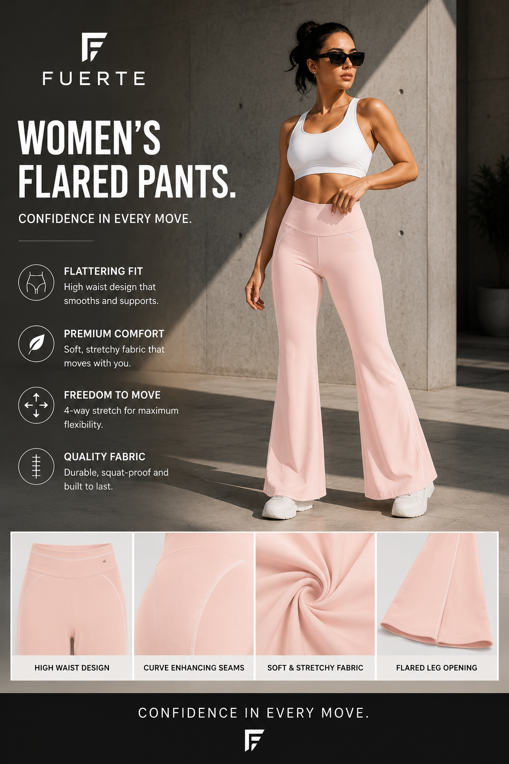 FUERTE Women’s High-Rise Flared Yoga Pants – Activewear