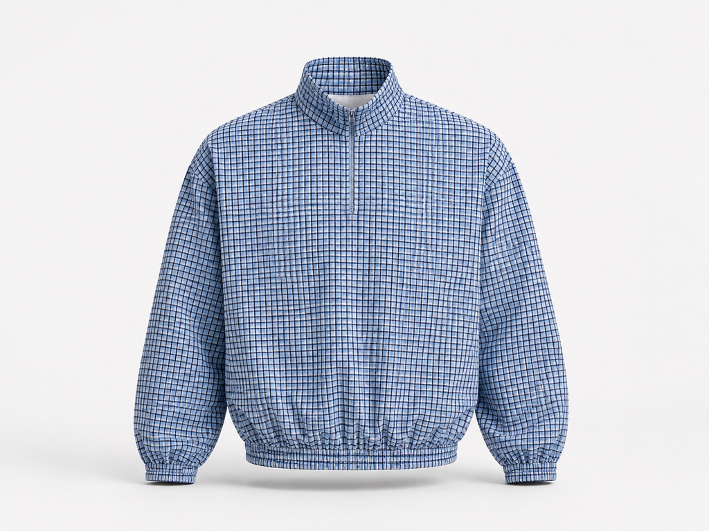 FUERTE Plaid Quarter-Zip Sweatshirt