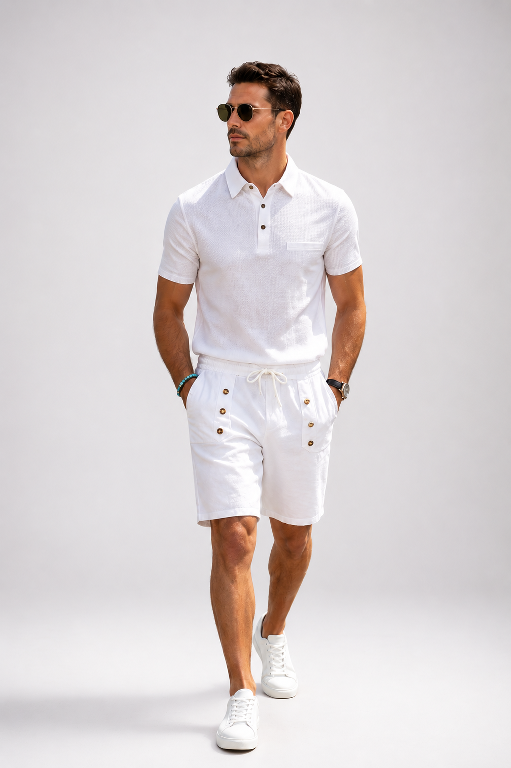 FUERTE Men’s Linen Polo & Shorts Set