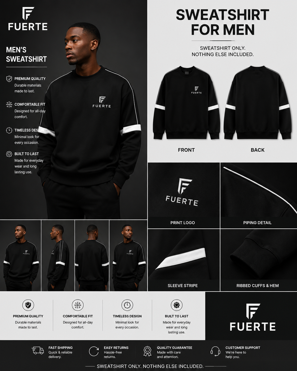 Oversized Crewneck Taped Sweatshirt
