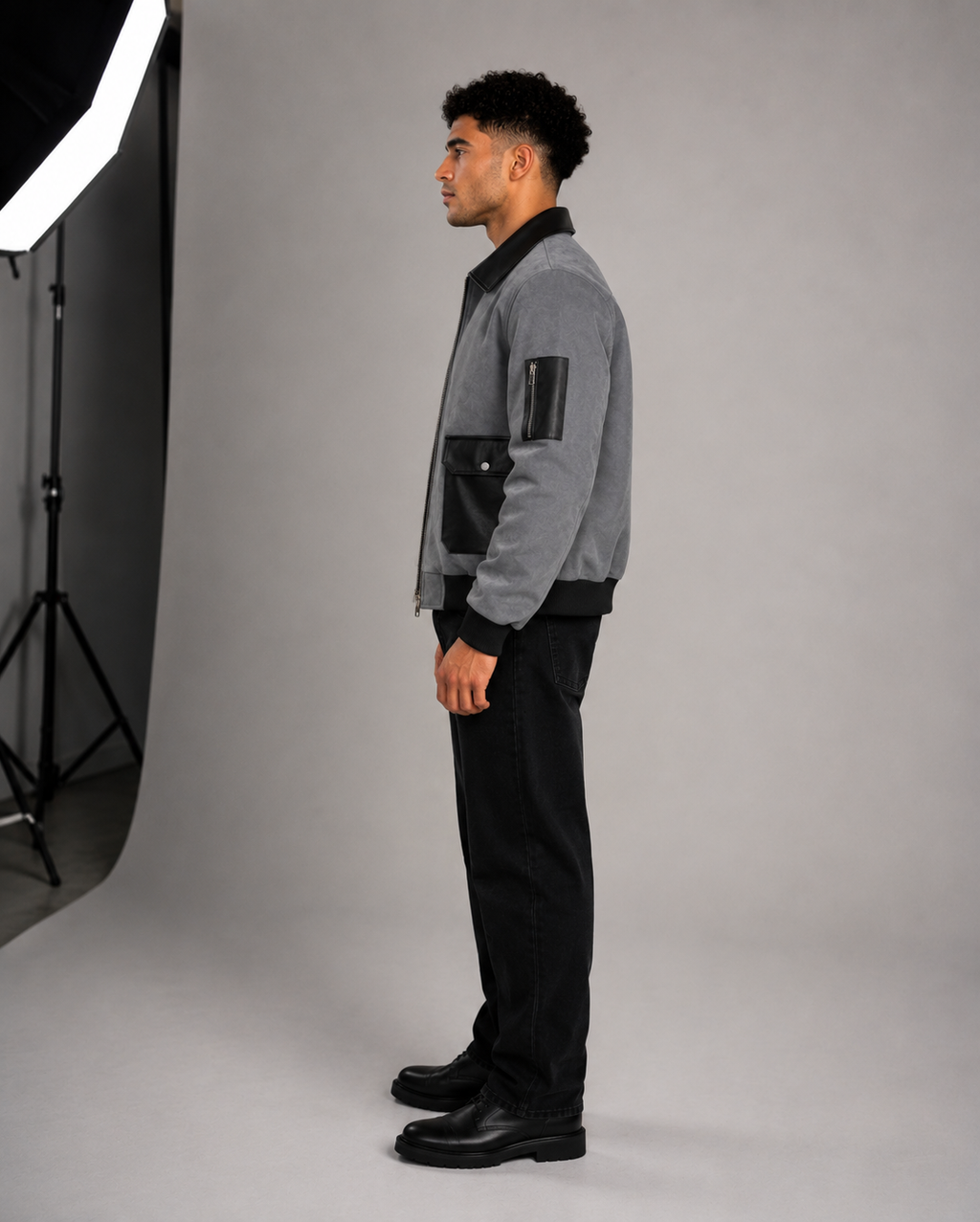 FUERTE Men’s Textured Lapel Jacket