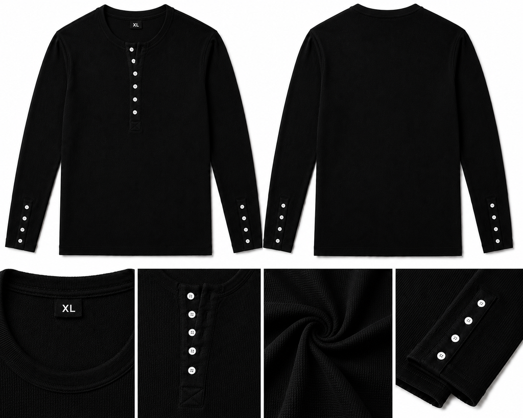 FUERTE Ribbed Henley Long Sleeve