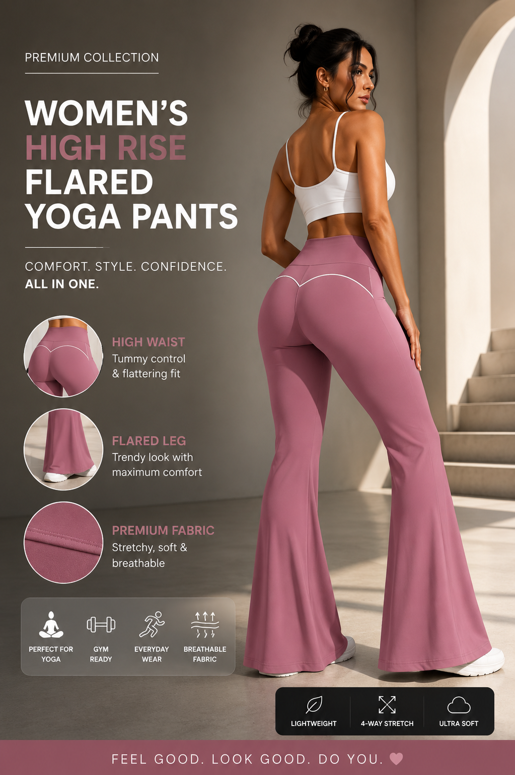 FUERTE Women’s High-Rise Flared Yoga Pants – Activewear
