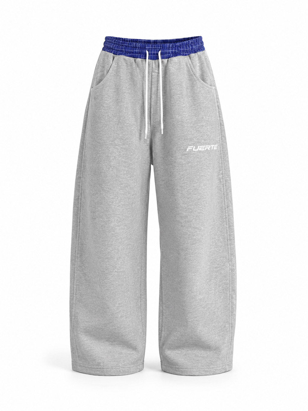 FUERTE Plaid-Waistband Barrel Sweatpants