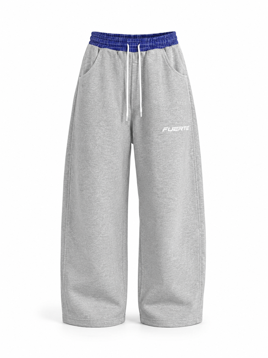 FUERTE Plaid-Waistband Barrel Sweatpants