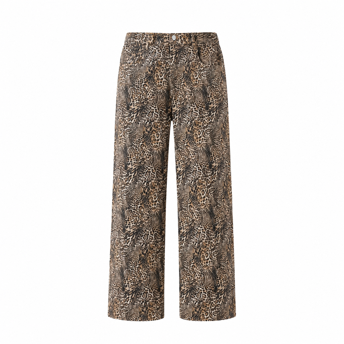 FUERTE Vintage Wash Leopard Wide-Leg Jeans
