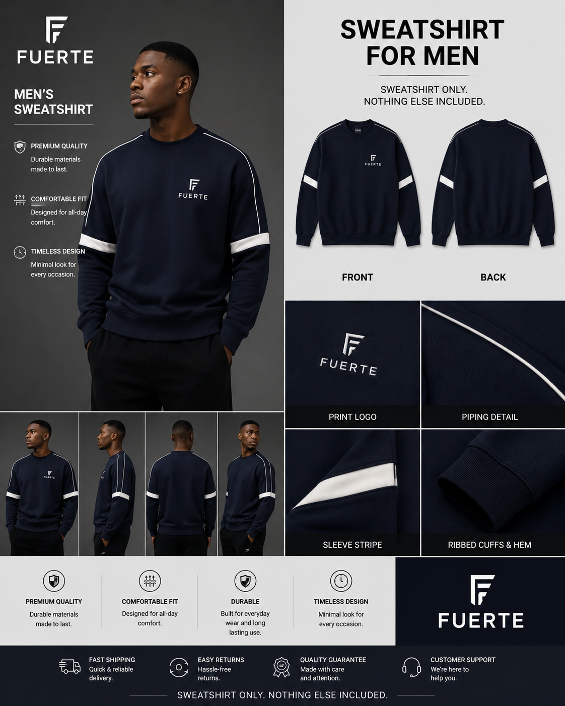 Oversized Crewneck Taped Sweatshirt