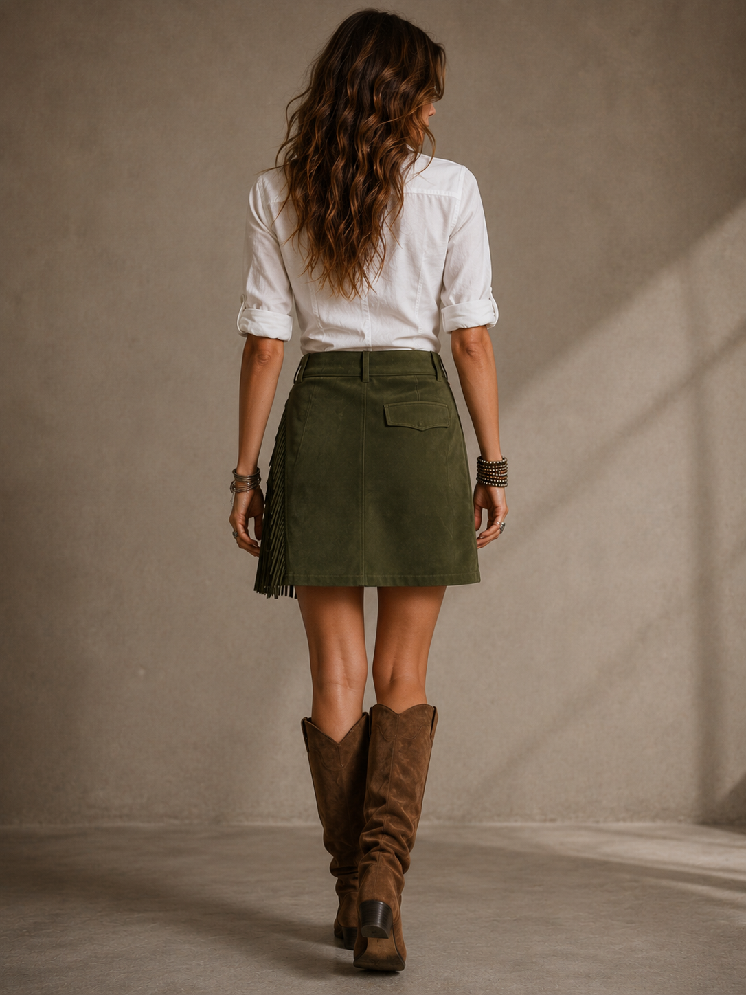 | Retro Western Suede-Like Skirt